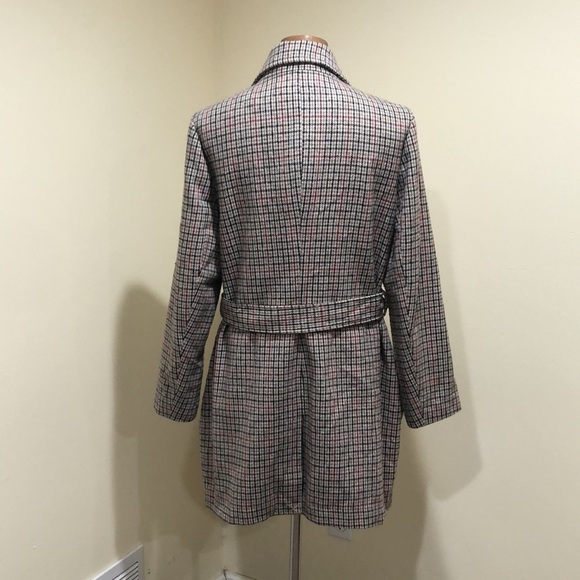 Missguided Peacoat Pea Coat Size US 10 Tan Houndstooth - Picture 4 of 10